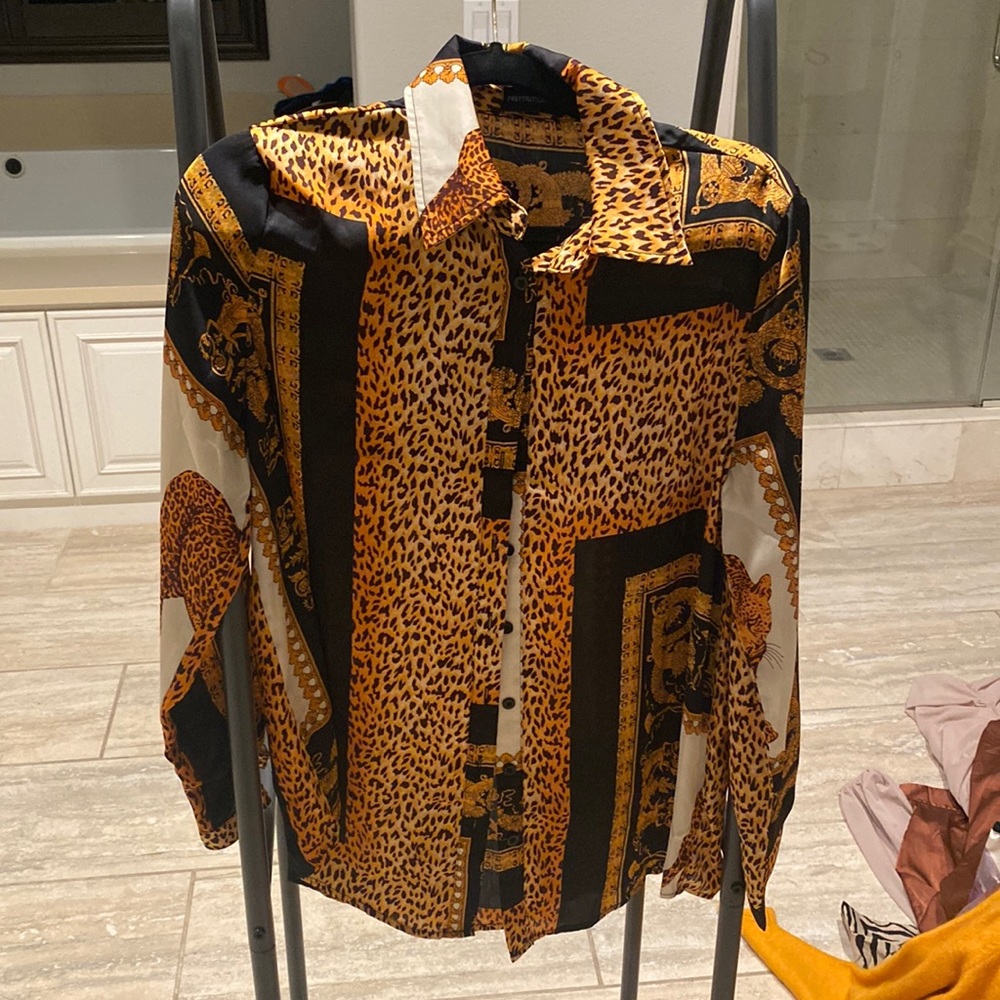 Printed button up blouse